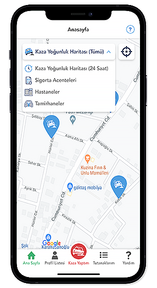 mobil kaza tutanağı app görüntüsü